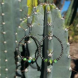 SOLD- Sonoran Gold Turquoise Nuggets with Sterling silver Navajo Pearl Hoops